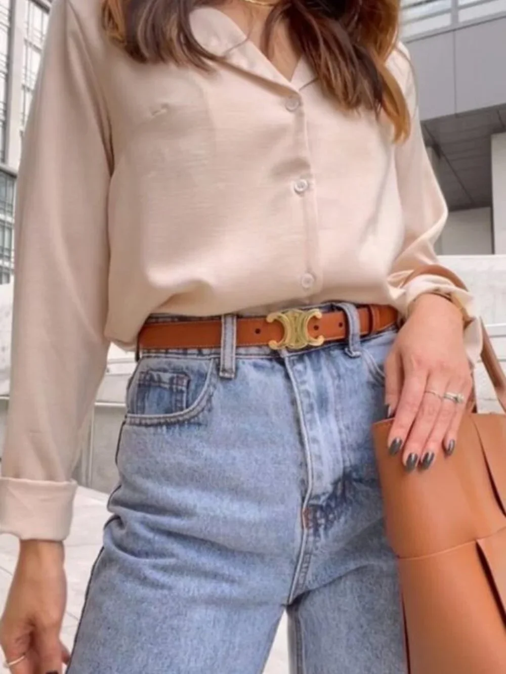 CELINE Women's Tan and Brown Belt - Picture 2 of 7